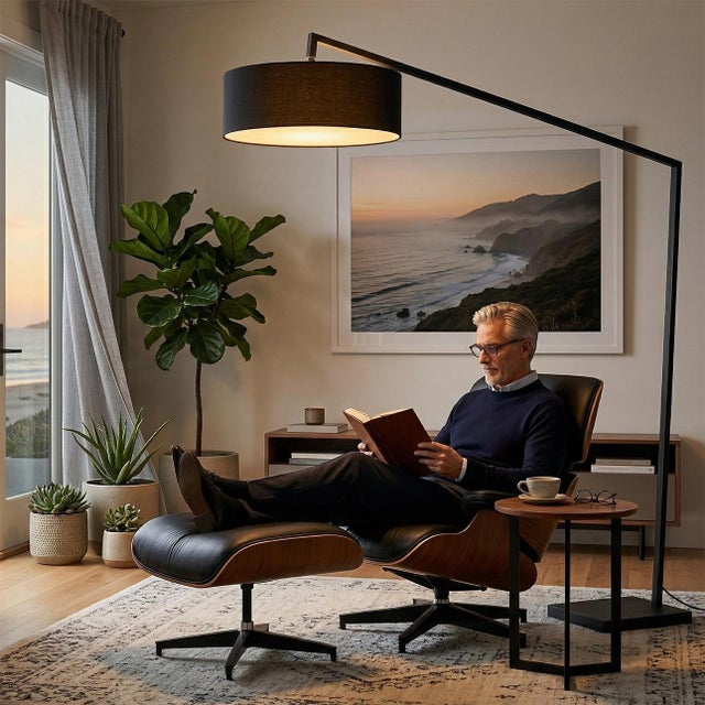 The Stretch Arc Lamp is a modern lighting masterpiece designed by Kirby Groce in 2011. This architectural statement piece...