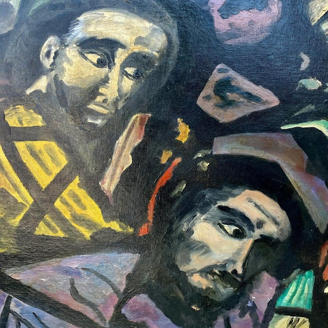 Abstract Vintage Abstract Post-War Oil Painting, Framed Original Art For Sale - Image 3 of 5