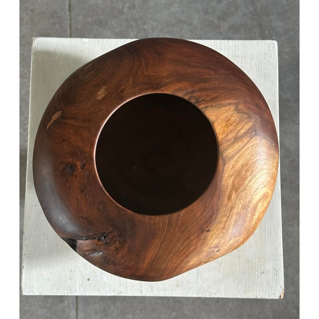 Contemporary Vintage Turned Walnut Vase Form Signed For Sale - Image 3 of 7