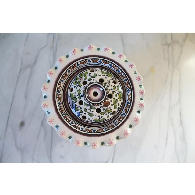 White Vintage Footed Ceramica Conimbriga Hand-Painted Ceramic Jardinière Made in Portugal For Sale - Image 8 of 12