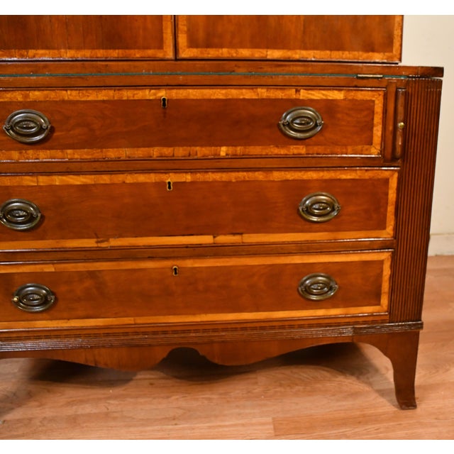 Late 19th Century 19th American Federal Mable Wood Secretary Desk With Bookcase Top c.1870 For Sale - Image 5 of 18