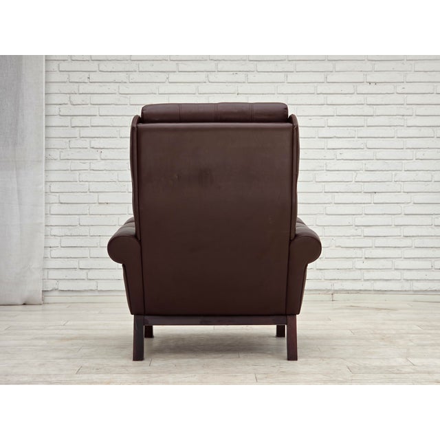 Danish Armchair in Brown Furniture Leather, 1970s For Sale - Image 10 of 18