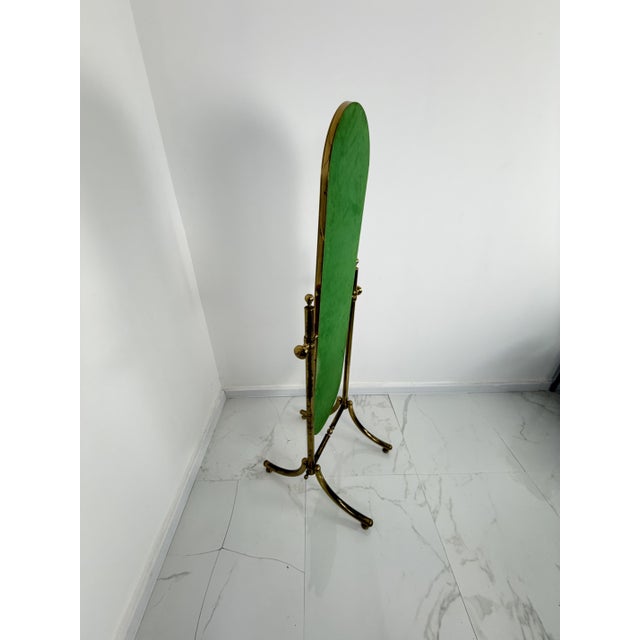 Gold Adjustable Brass Floor Mirror in the style of Maison Jansen, 1970s For Sale - Image 8 of 11