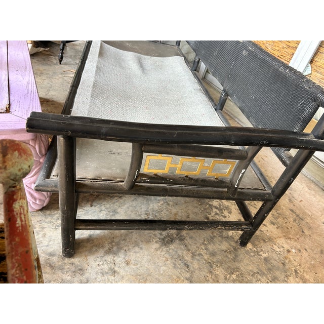1950s James Mont Style Asian Modern Faux Bamboo Sofa & Lounge Chair — 2-Piece Set For Sale - Image 11 of 12