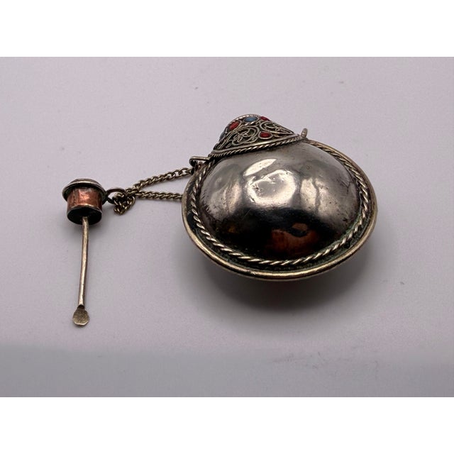 Vintage Silver Decorative Snuff Bottle For Sale - Image 4 of 6