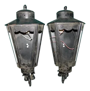 1940s Black Iron Lanterns - a Pair