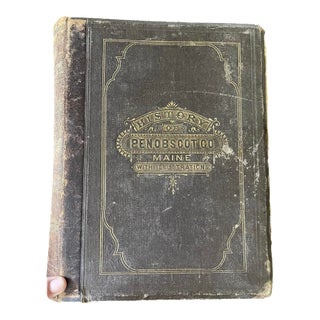 Antique 1882 Penobscot County Maine Leather Historical Book For Sale
