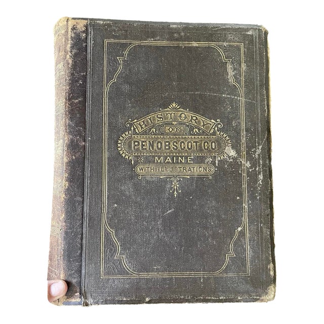 Antique 1882 Penobscot County Maine Leather Historical Book For Sale