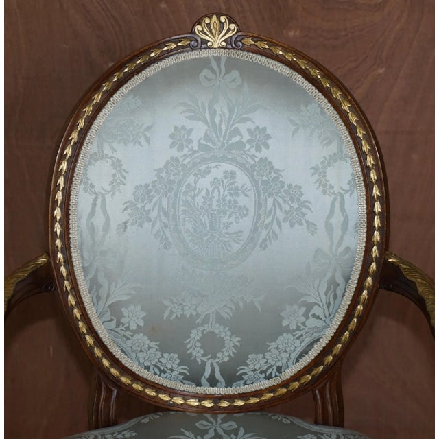George Hepplewhite Style Hardwood Giltwood Armchair, 1900s For Sale - Image 3 of 18