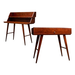 Mid-Century Brazilian Modern Rosewood Lift-Top Desk / Vanity Console, Brazil, 1950s For Sale