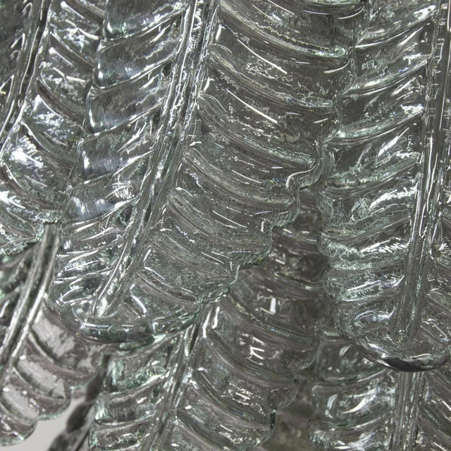 Large Suspension Chandelier with Green Murano Glass Leaves, 1990s For Sale - Image 10 of 11