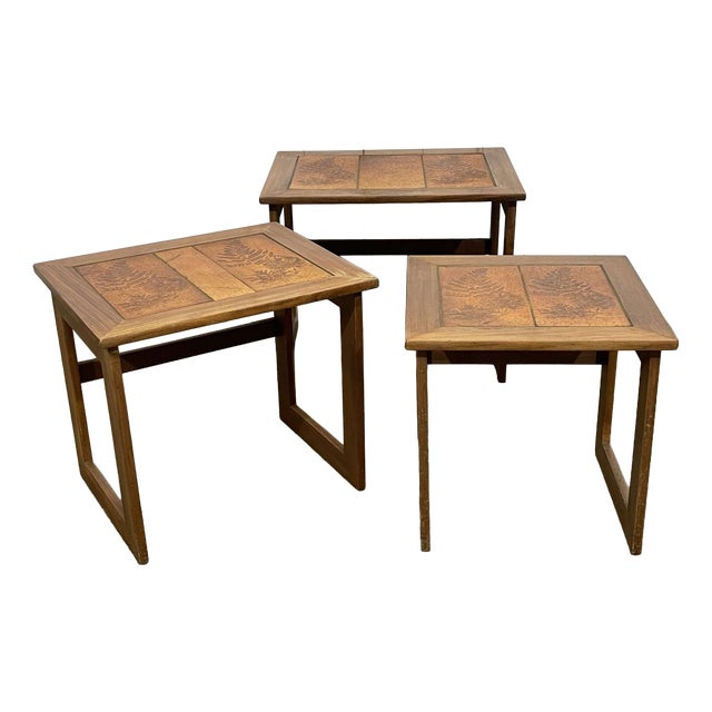 Nesting Tables in Teak with Tiled Tops, 1970s, Set of 3 For Sale