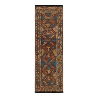 Rug & Kilim’s Tribal Style Runner Rug in Beige, Red and Blue Geometric Patterns For Sale