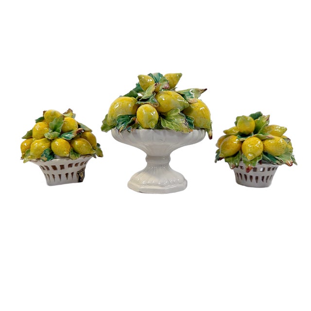 Vintage Petite Italian Majolica Lemon Topiary Set of Three For Sale In Houston - Image 6 of 8