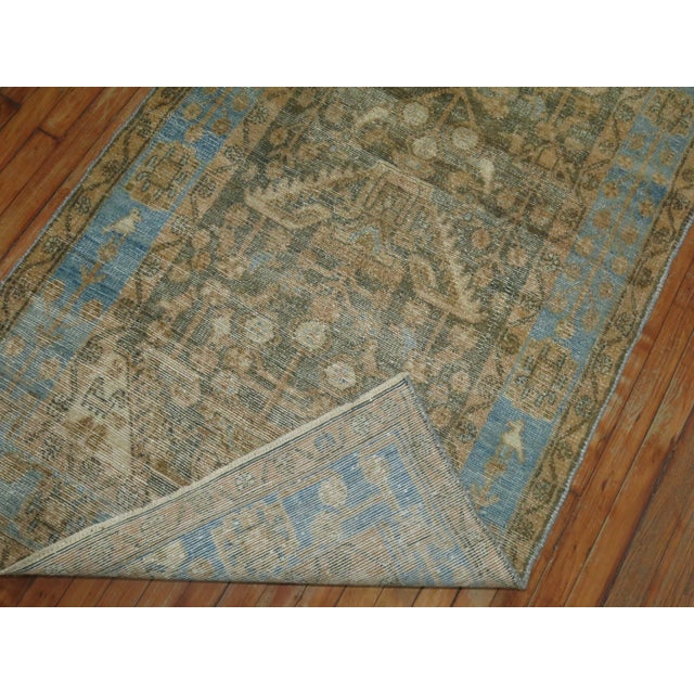 Contemporary Early 20th Century Soft Blue and Brown Persian Malayer Runner For Sale - Image 3 of 6