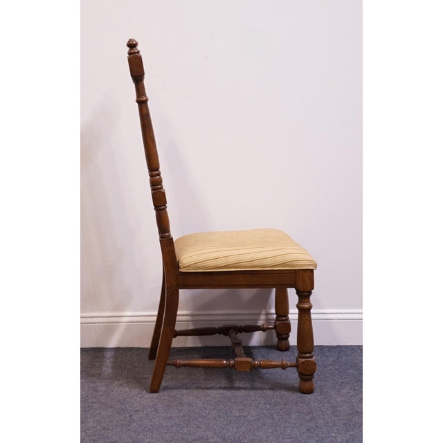 Late 20th Century High End Vintage Solid Oak Rustic European Dining Side Chair For Sale - Image 5 of 9