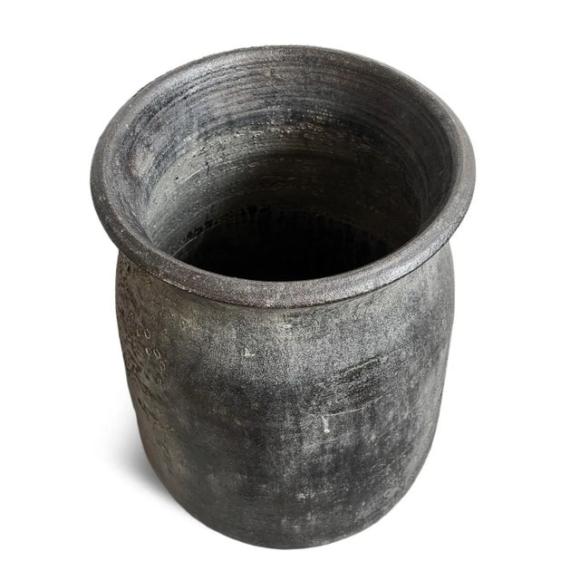 Mundra Vintage Black Earth Ware Pot Planter For Sale - Image 4 of 5