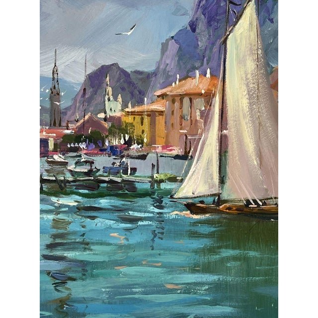 Paper Oil Painting Pier in Front of the City Yuriy Suprunchuk For Sale - Image 7 of 11