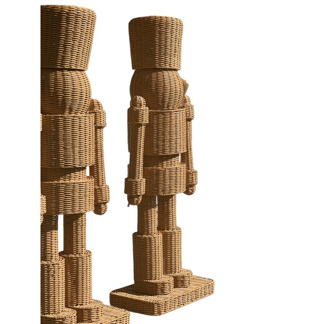 Coastal Pair Life Size Woven Indoor/Outdoor Wicker/Rattan Nutcrackers by Becki Owens For Sale - Image 3 of 8
