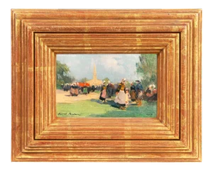 'After Mass, Brittany' by Henri Lucien Buron, 1927; Société Des Artistes Française Member, Ecole Des Beaux-Arts, Honfleur Museum, Benezit