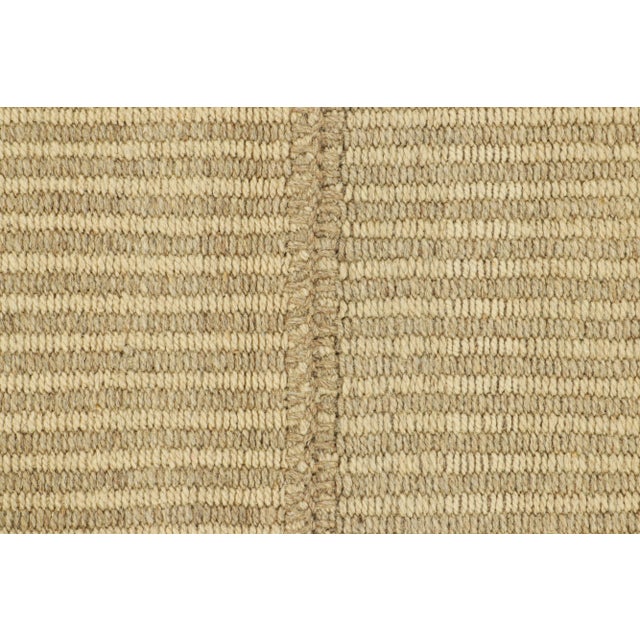 Rug & Kilim Rug & Kilim’s Contemporary Kilim With Textural Beige and Brown Stripes For Sale - Image 4 of 6