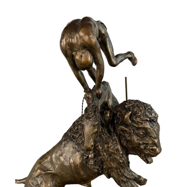 Early 21st Century "Buffalo Horse" Signed Bronze Sculpture After Frederic Remington - 22" H For Sale - Image 5 of 13