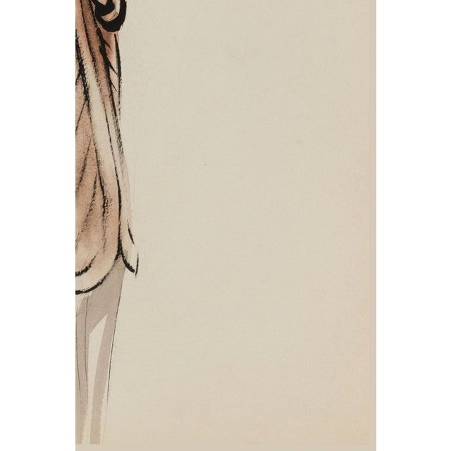 Brown Vintage French Fashion Art Print – Brown Art Deco Illustration, 18" X 24" For Sale - Image 8 of 9