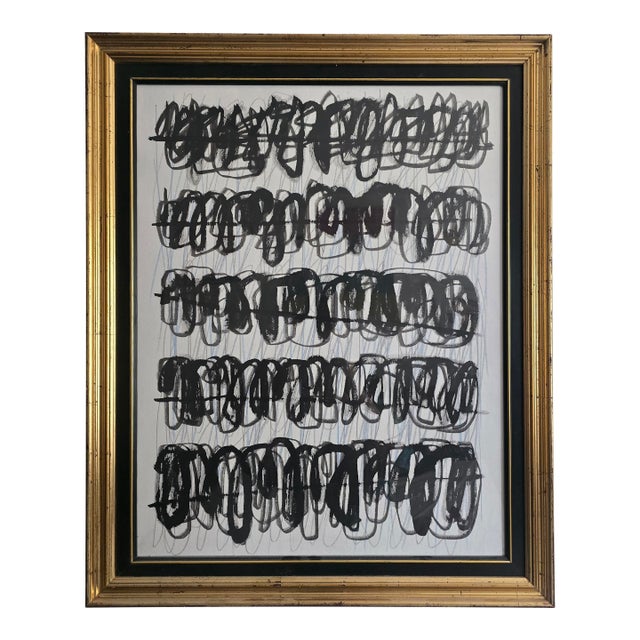 Framed Cy Twombly Inspired Abstract Original Oil Painting For Sale