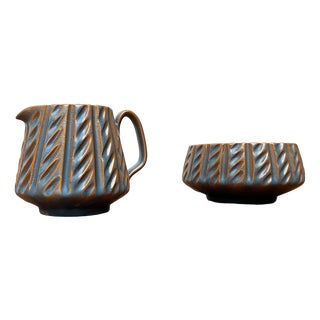 Mid-Century Danish Ceramic Sugar Pot and Milk Jug from Dissing Keramik, 1960s, Set of 2 For Sale