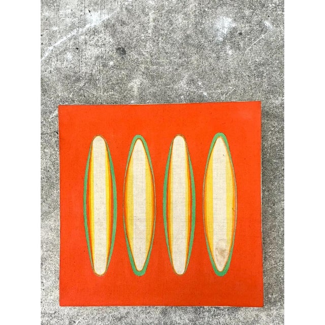 Late 20th Century Vintage Geometric Abstract Painting on Canvas For Sale - Image 5 of 12