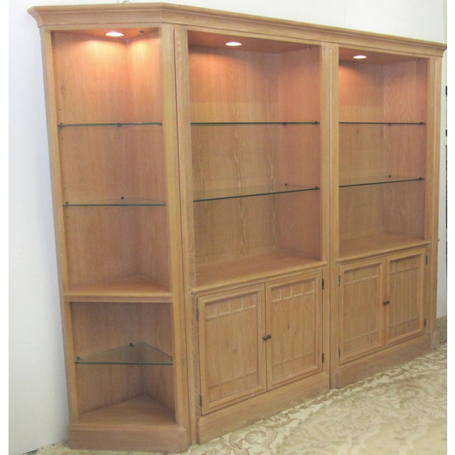 Thomasville 4 Piece Blonde Oak Bookcase Display Case Chairish