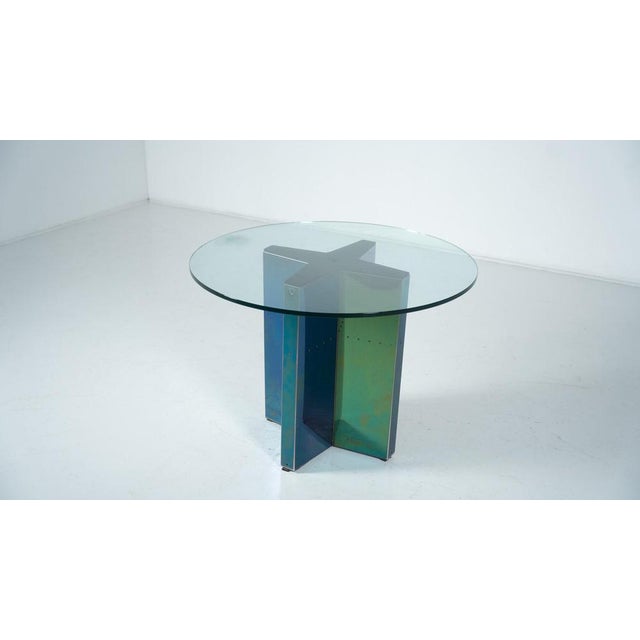 Blue Mid-Century Modern Polygonon Table attributed to Tobia Scarpa for B&B Italia, 1970s For Sale - Image 8 of 10