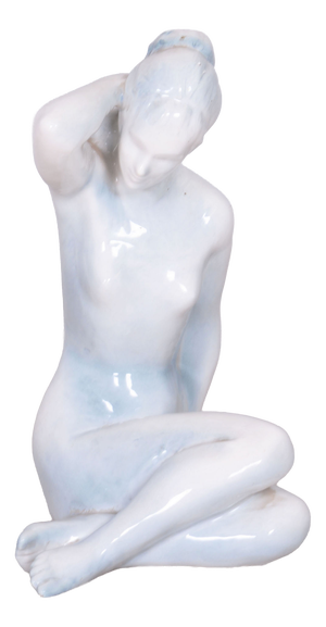 Mid-Century Czech Ceramic Sculpture of Woman by B. Kokrda, 1950s