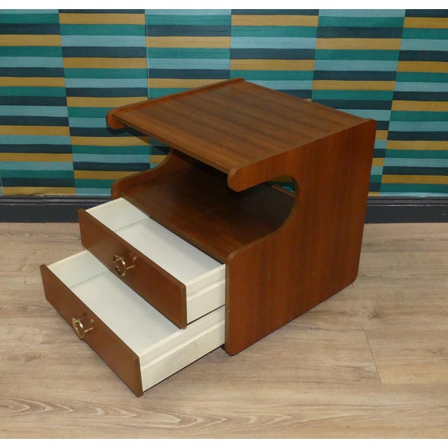 Mid-Century Modern Walnut Record Player Side Table on Casters, 1970s For Sale - Image 3 of 12