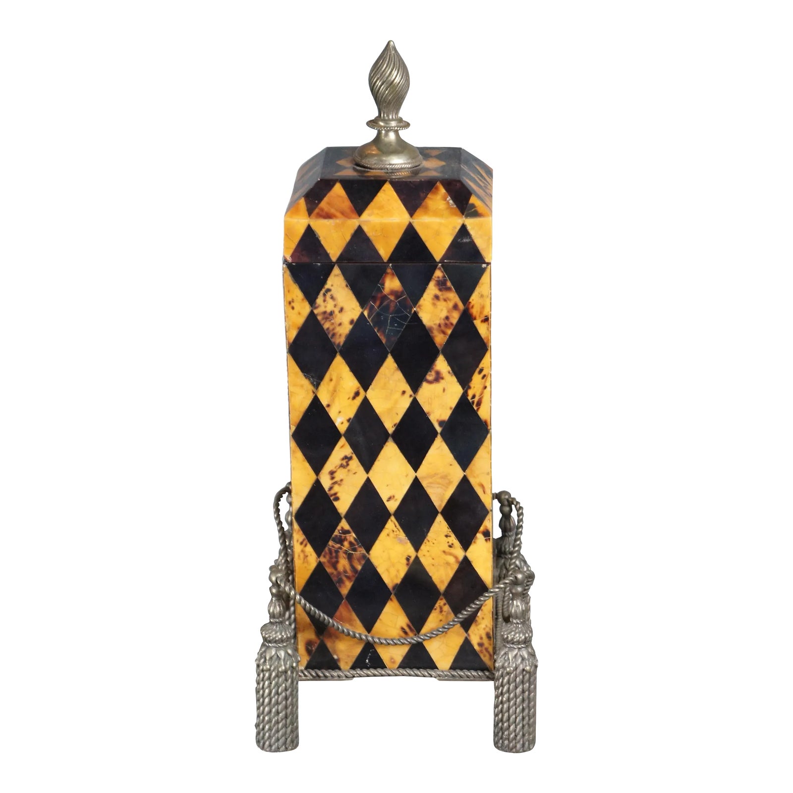 Late 20th Century Vintage Maitland-Smith Harlequin Penshell Brass ...