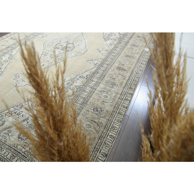 1970s Vintage Persian Handmade Wool Cotton Beige Area Rug For Sale - Image 11 of 11
