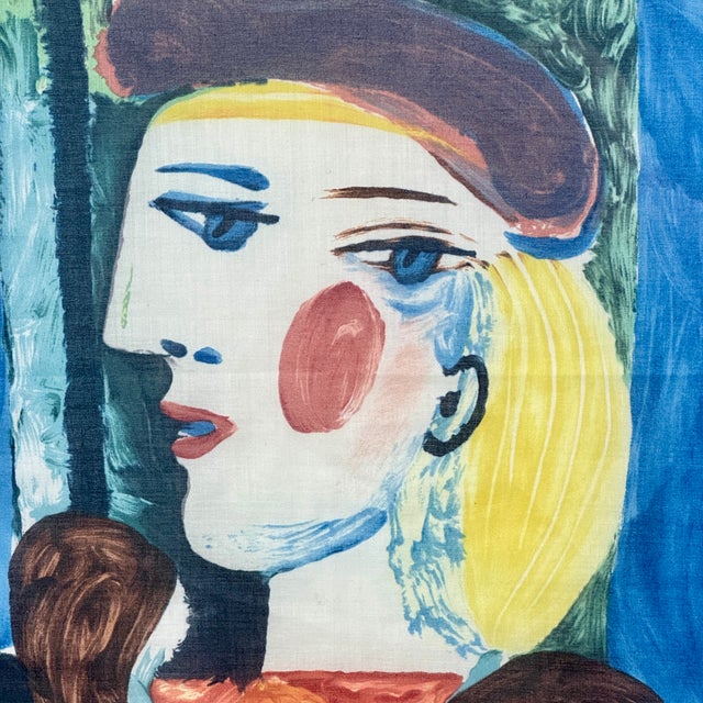 Vintage Framed Picasso Silk Scarf in Gilt Frame of Femme Au Beret, 20th Century For Sale In New York - Image 6 of 7