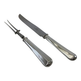 1980s Silver Pair Carving Set, Carving Fork & Carving Knife, Rattail . For Sale
