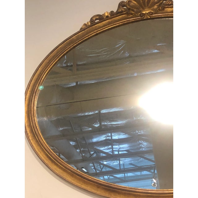 Gold Vintage Italian Carved Wooden Oval Mirror For Sale - Image 8 of 10