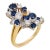 Vintage Diamond Sapphire 18k Gold Two Tone Cocktail Ring, Size 5.5 For Sale