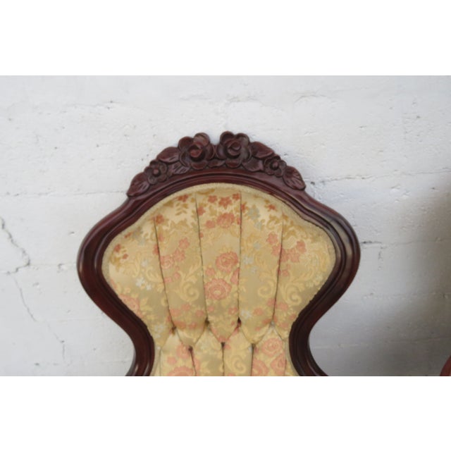 Kimball Mid 20th Century Victorian Kimball Carved Side Chairs a Pair 6218 For Sale - Image 4 of 18