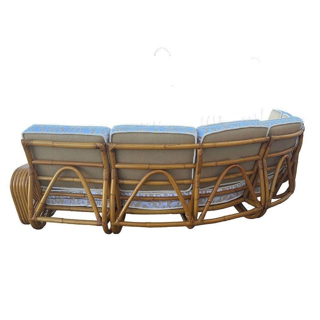 Mid-Century Modern 1940s Restored 6-Strand Square Pretzel Rattan Corner Sectional Sofa For Sale - Image 3 of 9