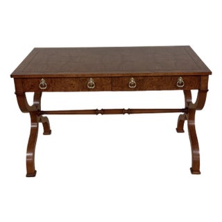 Fine Vintage Burled Elm Writing Desk For Sale