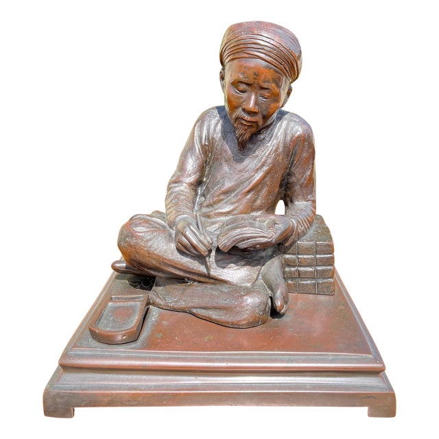 Meiji Bronze Literate Writing, 19th Century For Sale