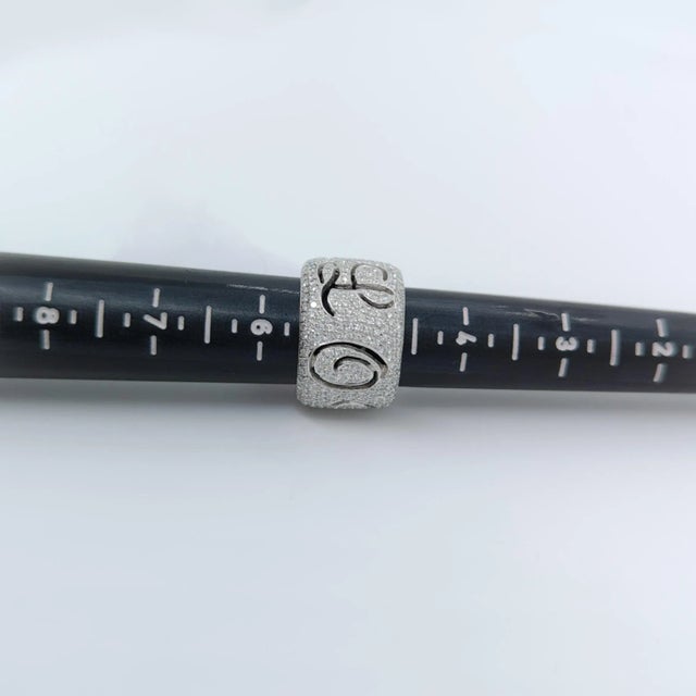 Pave White Diamond "Love You" Wide Band in 18K White Gold, size 5.25 For Sale In Los Angeles - Image 6 of 6