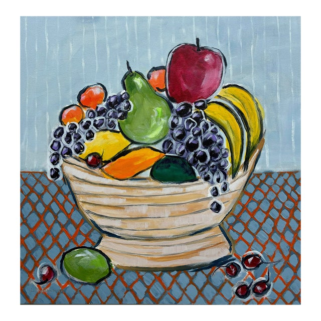 “Fruit Bowl” Original Contemporary Acrylic Still Life Painting by Linda McDonough For Sale