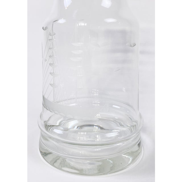 Glass Vintage Nautical Engraved Martini Pitcher Carafe With Stir Stick For Sale - Image 7 of 8