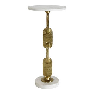 Matthew Izzo Home Ventura Brass and Marble Sculpture Accent Table For Sale