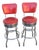 Retro Mid Century Modern Swivel Red Vinyl and Chrome Barstools 6350 For Sale