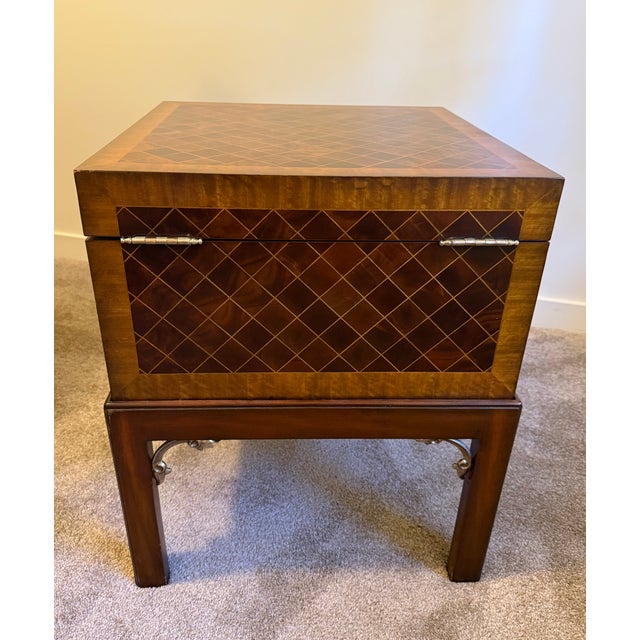 Vintage Maitland-Smith Mahogany Parquetry Box Table For Sale - Image 10 of 14